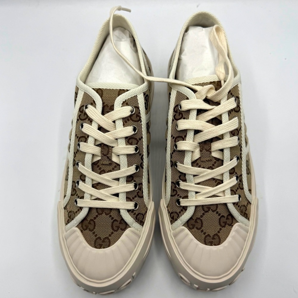 NIB Gucci GG Logo Julia Monogram Beige Canvas Platform Sneakers EU 40 - Picture 2 of 13